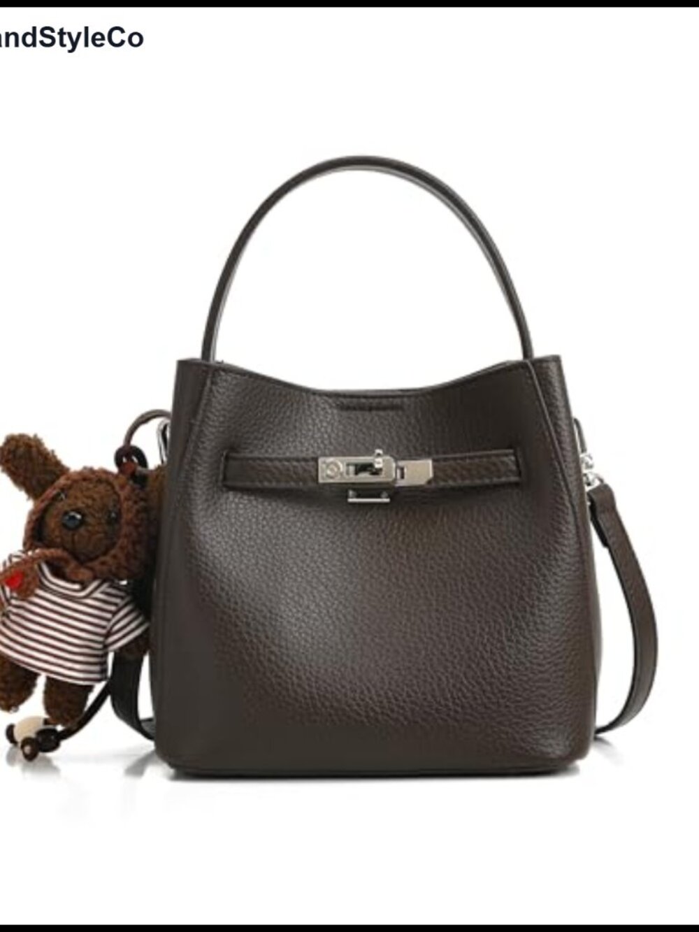 Pebbled Leather Crossbody Bag with Top Handle Adjustable Strap Lightweight